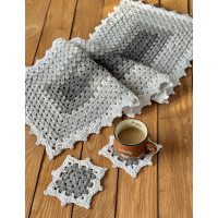 Ранер столовий 37х105 см, 2 підставки, Сірий