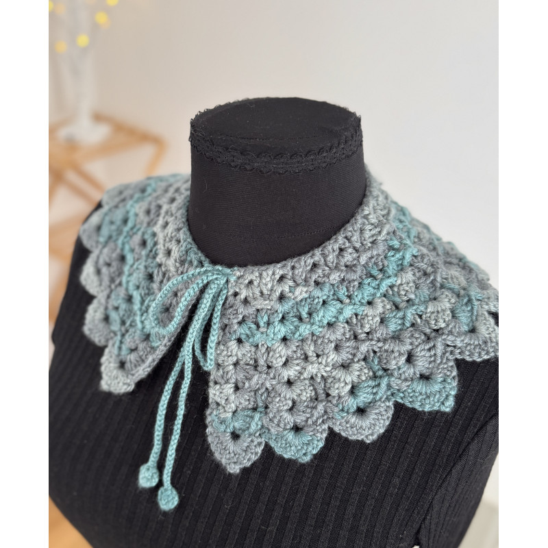 Комірець Дейзі в'язаний, Сірий/бірюза меланж