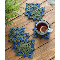 Підставки під чашки, 6 шт Синій/хакі