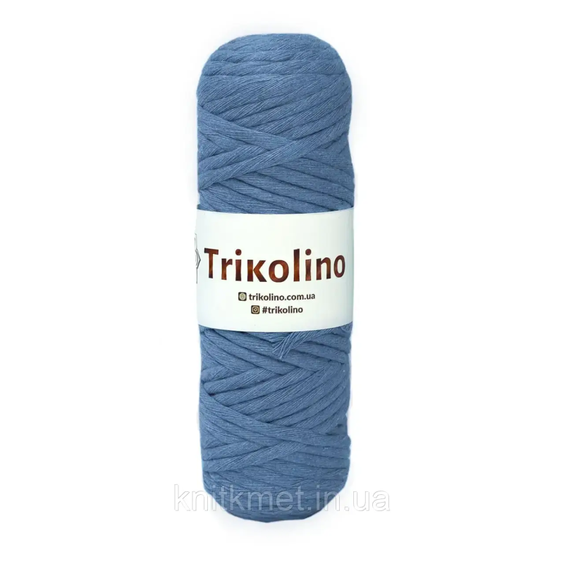 Бавовняний шнур Trikolino для макраме, 250 г, 60 м, 4-6 мм, колір Темно-блакитний