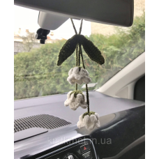 Підвіска в авто, декор на сумку, прикраса квіти первоцвіт, в“язана конвалія, ручна робота