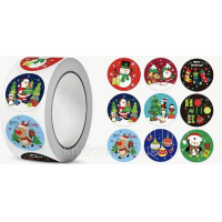 Наклейка кругла Різдво 9 шт