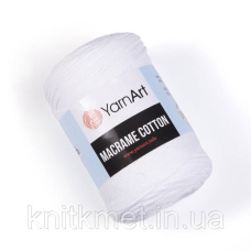 Шнур YarnArt Macrame Cotton, 250 г, моток 225 м, колір Білий 751