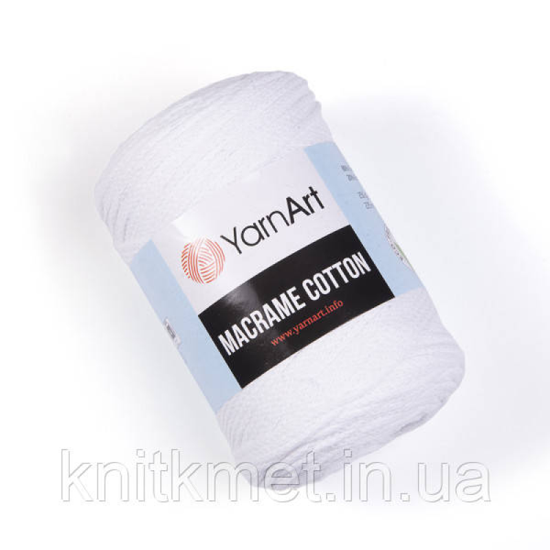 Шнур YarnArt Macrame Cotton, 250 г, моток 225 м, колір Білий 751