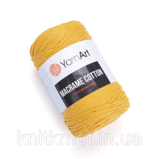 Шнур YarnArt Macrame Cotton, 250 г, моток 225 м, колір Жовтий 796