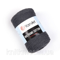 Шнур YarnArt Macrame Cotton, 250 г, моток 225 м, колір Сірий антрацит 758