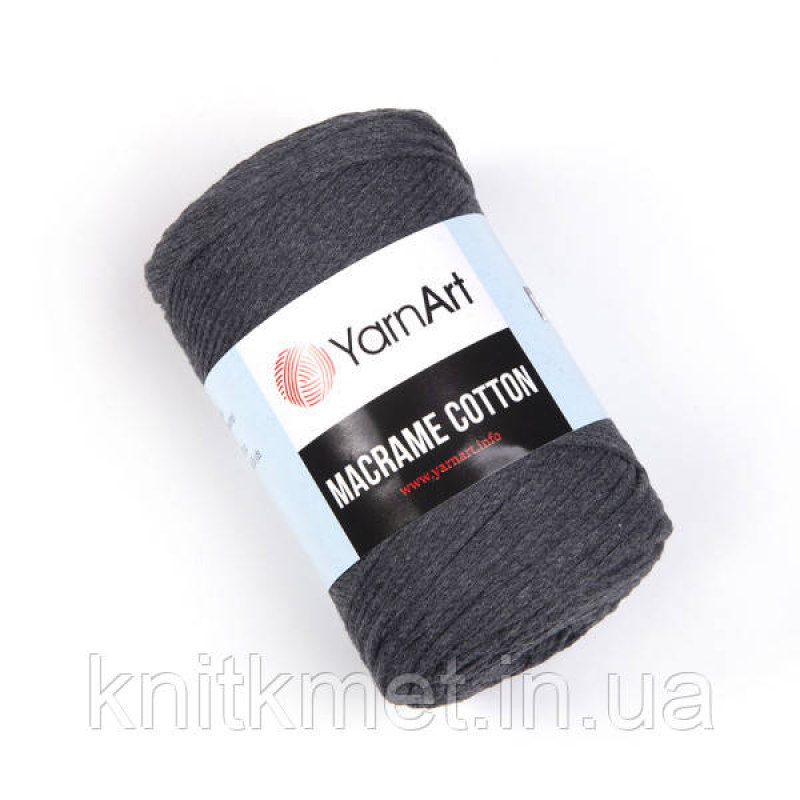 Шнур YarnArt Macrame Cotton, 250 г, моток 225 м, колір Сірий антрацит 758