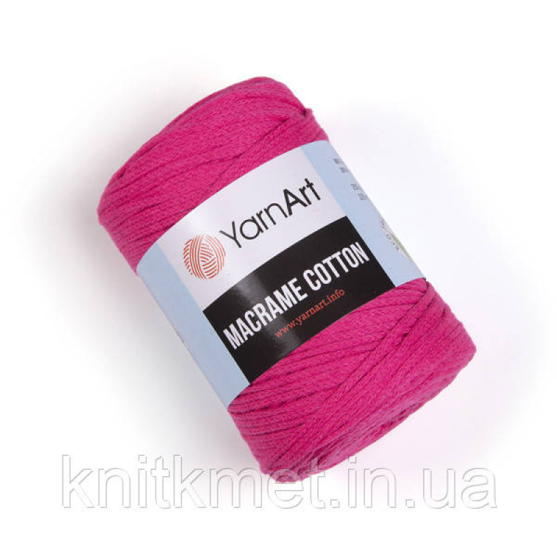 Шнур YarnArt Macrame Cotton, 250 г, моток 225 м, колір Фуксія неон 803