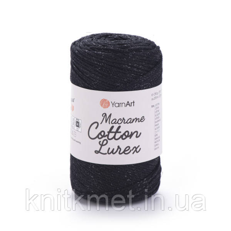 YarnArt Macrame Cotton Lurex 250 г, моток 205 м, колір Чорний 722