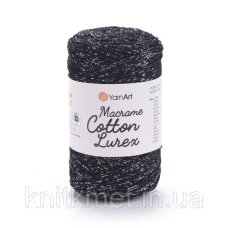YarnArt Macrame Cotton Lurex 250 г, моток 205 м, колір Чорний + срібло 723