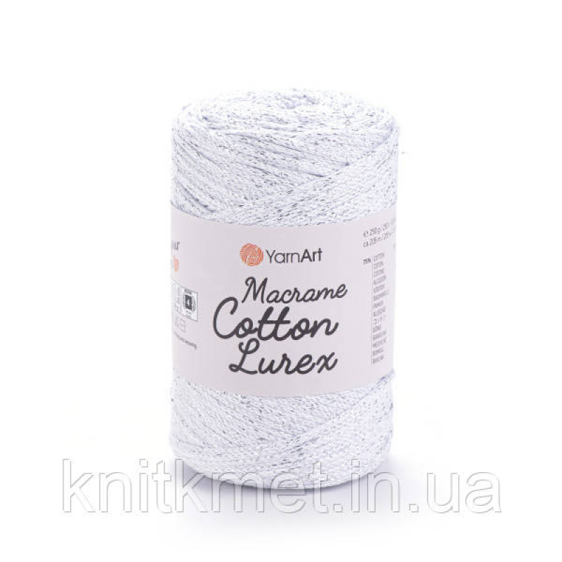 YarnArt Macrame Cotton Lurex 250 г, моток 205 м, колір Білий 721