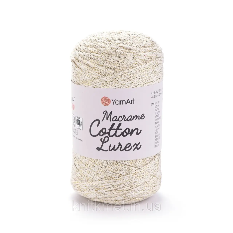YarnArt Macrame Cotton Lurex 250 г, моток 205 м, колір Беж 724